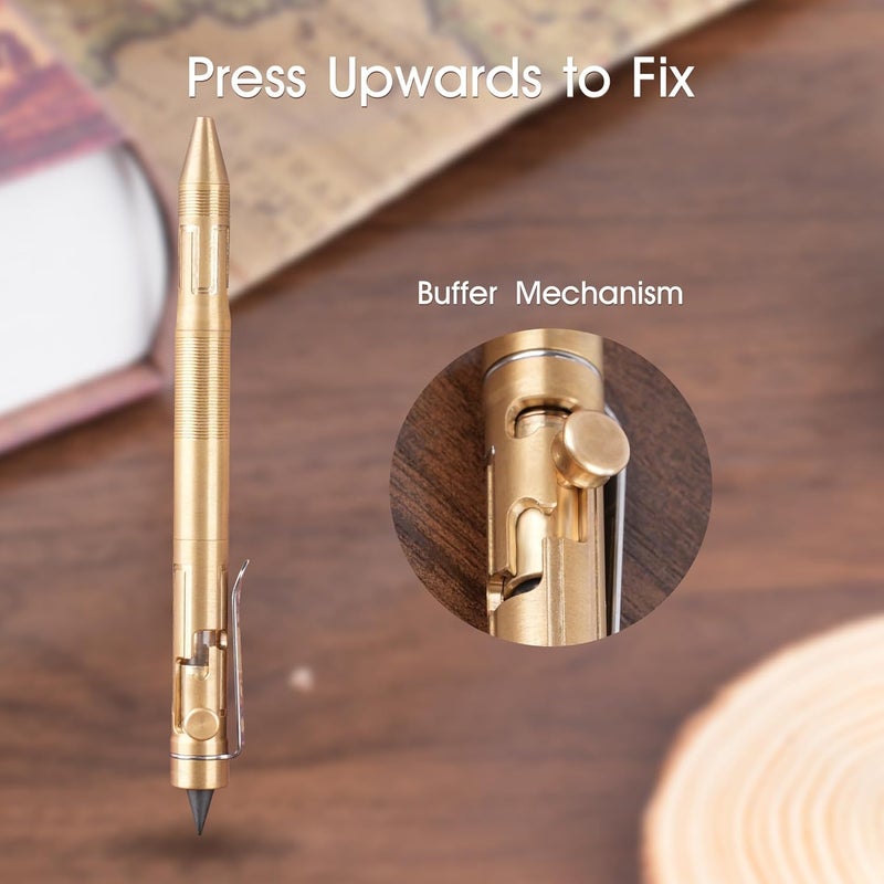 SMOOTHERPRO Weighted Bolt Action Pen, 54g Brass Pen with Graphite Tip, Compatible with Pilot G2 Refill, Industrial Vintage Design for Office Gifts, Steampunk Collections, Parkinson, Arthritis, Natural - Image 4